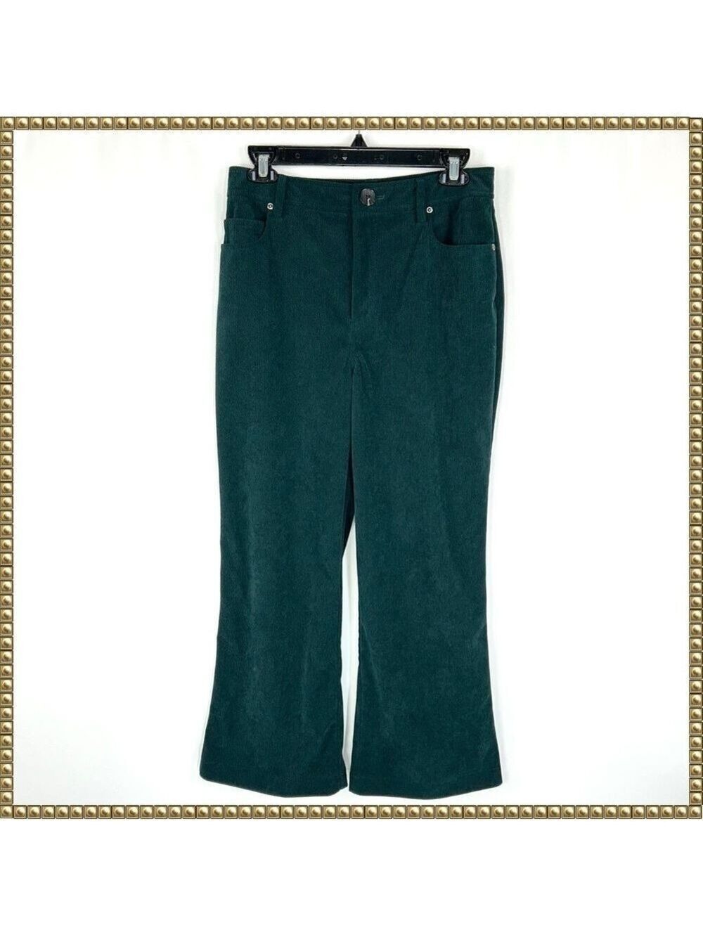 7 For All Mankind Green Corduroy Wide Leg Crop Pants Small